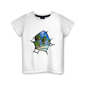 Детская футболка хлопок с принтом Окошко в рай в Курске, 100% хлопок | круглый вырез горловины, полуприлегающий силуэт, длина до линии бедер | banksy | бенкси | бэнкси | графити | граффити | окно | рай | стрит арт | стритарт