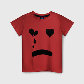 Детская футболка хлопок с принтом Sad smile в Курске, 100% хлопок | круглый вырез горловины, полуприлегающий силуэт, длина до линии бедер | smile | грустный смайлик | сердце | смайл | смайлик