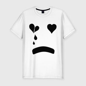 Мужская футболка премиум с принтом Sad smile в Курске, 92% хлопок, 8% лайкра | приталенный силуэт, круглый вырез ворота, длина до линии бедра, короткий рукав | smile | грустный смайлик | сердце | смайл | смайлик