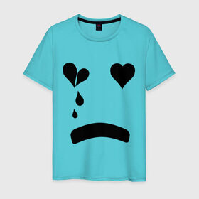 Мужская футболка хлопок с принтом Sad smile в Курске, 100% хлопок | прямой крой, круглый вырез горловины, длина до линии бедер, слегка спущенное плечо. | smile | грустный смайлик | сердце | смайл | смайлик