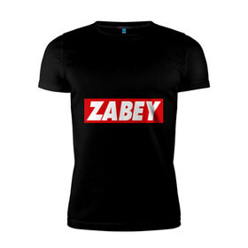 Мужская футболка премиум с принтом ZABEY в Курске, 92% хлопок, 8% лайкра | приталенный силуэт, круглый вырез ворота, длина до линии бедра, короткий рукав | obey | антибренд | забей | обей