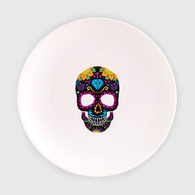 Тарелка с принтом Skull mexica в Курске, фарфор | диаметр - 210 мм
диаметр для нанесения принта - 120 мм | Тематика изображения на принте: skull | мексика | мексиканский череп | череп | черепа