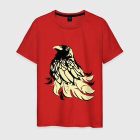 Мужская футболка хлопок с принтом Гордый орёл в Курске, 100% хлопок | прямой крой, круглый вырез горловины, длина до линии бедер, слегка спущенное плечо. | животные | орел | птицы