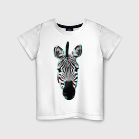 Детская футболка хлопок с принтом Зебра watercolor в Курске, 100% хлопок | круглый вырез горловины, полуприлегающий силуэт, длина до линии бедер | Тематика изображения на принте: животные | звери | зебра