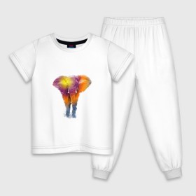 Детская пижама хлопок с принтом Слон watercolor в Курске, 100% хлопок |  брюки и футболка прямого кроя, без карманов, на брюках мягкая резинка на поясе и по низу штанин
 | слон