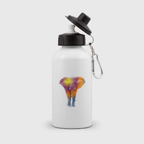Бутылка спортивная с принтом Слон watercolor в Курске, металл | емкость — 500 мл, в комплекте две пластиковые крышки и карабин для крепления | слон