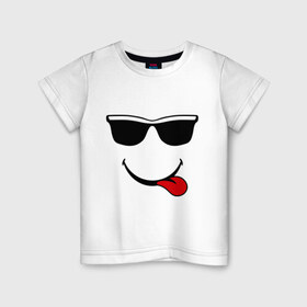 Детская футболка хлопок с принтом Мы на позитиве (язык справа) в Курске, 100% хлопок | круглый вырез горловины, полуприлегающий силуэт, длина до линии бедер | smile | очки | парные | позитив | смайл