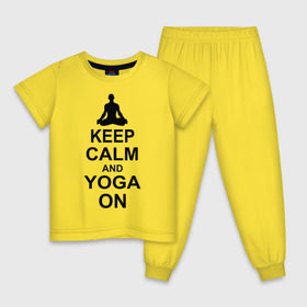 Детская пижама хлопок с принтом Keep calm and yoga on в Курске, 100% хлопок |  брюки и футболка прямого кроя, без карманов, на брюках мягкая резинка на поясе и по низу штанин
 | йога | ом | спорт