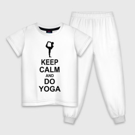 Детская пижама хлопок с принтом Keep calm and do yoga. в Курске, 100% хлопок |  брюки и футболка прямого кроя, без карманов, на брюках мягкая резинка на поясе и по низу штанин
 | йога | ом | спорт