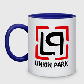 Кружка двухцветная с принтом Linkin park в Курске, керамика | объем — 330 мл, диаметр — 80 мм. Цветная ручка и кайма сверху, в некоторых цветах — вся внутренняя часть | Тематика изображения на принте: lp | rock | линкин парк | музыка | рок группа