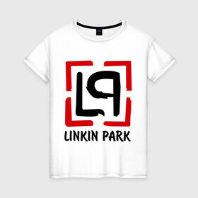 Женская футболка хлопок с принтом Linkin park в Курске, 100% хлопок | прямой крой, круглый вырез горловины, длина до линии бедер, слегка спущенное плечо | lp | rock | линкин парк | музыка | рок группа