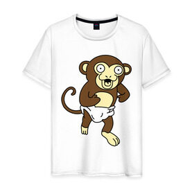 Мужская футболка хлопок с принтом Педообезьяна (pedomonkey) в Курске, 100% хлопок | прямой крой, круглый вырез горловины, длина до линии бедер, слегка спущенное плечо. | животное | зверь | интернет приколы | мемы | педобир | педомедведь