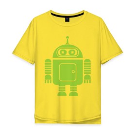 Мужская футболка хлопок Oversize с принтом Android-bender. в Курске, 100% хлопок | свободный крой, круглый ворот, “спинка” длиннее передней части | Тематика изображения на принте: админам | андроид | бендер | мультик | мультфильм | ос | робот | футурама