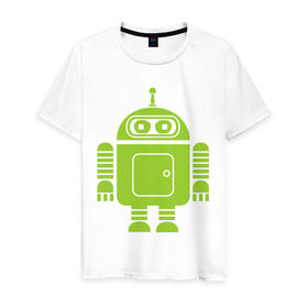 Мужская футболка хлопок с принтом Android-bender. в Курске, 100% хлопок | прямой крой, круглый вырез горловины, длина до линии бедер, слегка спущенное плечо. | Тематика изображения на принте: админам | андроид | бендер | мультик | мультфильм | ос | робот | футурама