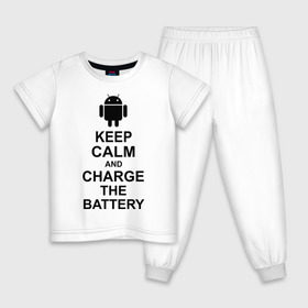 Детская пижама хлопок с принтом Keep calm and charge the battery (android) в Курске, 100% хлопок |  брюки и футболка прямого кроя, без карманов, на брюках мягкая резинка на поясе и по низу штанин
 | 