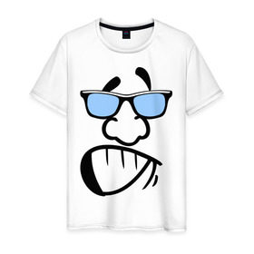 Мужская футболка хлопок с принтом Пижон в Курске, 100% хлопок | прямой крой, круглый вырез горловины, длина до линии бедер, слегка спущенное плечо. | smail | пижон | позитывный | смайл | смайл в очках