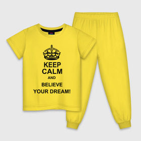 Детская пижама хлопок с принтом Keep calm and believe your dream! в Курске, 100% хлопок |  брюки и футболка прямого кроя, без карманов, на брюках мягкая резинка на поясе и по низу штанин
 | believe your dream | keep calm | keep calm and believe your dream