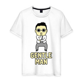 Мужская футболка хлопок с принтом Gentleman (джентльмен) в Курске, 100% хлопок | прямой крой, круглый вырез горловины, длина до линии бедер, слегка спущенное плечо. | gentleman | psy | джентльмен | музыка | певец psy