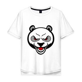 Мужская футболка хлопок Oversize с принтом Angry panda - злая панда в Курске, 100% хлопок | свободный крой, круглый ворот, “спинка” длиннее передней части | панда