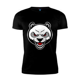Мужская футболка премиум с принтом Angry panda - злая панда в Курске, 92% хлопок, 8% лайкра | приталенный силуэт, круглый вырез ворота, длина до линии бедра, короткий рукав | панда