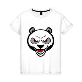 Женская футболка хлопок с принтом Angry panda - злая панда в Курске, 100% хлопок | прямой крой, круглый вырез горловины, длина до линии бедер, слегка спущенное плечо | панда