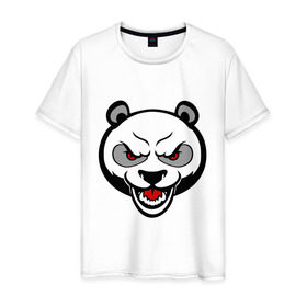 Мужская футболка хлопок с принтом Angry panda - злая панда в Курске, 100% хлопок | прямой крой, круглый вырез горловины, длина до линии бедер, слегка спущенное плечо. | панда