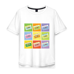 Мужская футболка хлопок Oversize с принтом Кассеты поп-арт в Курске, 100% хлопок | свободный крой, круглый ворот, “спинка” длиннее передней части | поп арт