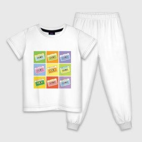Детская пижама хлопок с принтом Кассеты поп-арт в Курске, 100% хлопок |  брюки и футболка прямого кроя, без карманов, на брюках мягкая резинка на поясе и по низу штанин
 | поп арт
