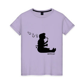 Женская футболка хлопок с принтом Bubble blower girl (Banksy) в Курске, 100% хлопок | прямой крой, круглый вырез горловины, длина до линии бедер, слегка спущенное плечо | banksy | бэнкси | граффити | девочка | мыльные пузыри | силуэт