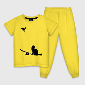 Детская пижама хлопок с принтом Cat and supermouse (Banksy) в Курске, 100% хлопок |  брюки и футболка прямого кроя, без карманов, на брюках мягкая резинка на поясе и по низу штанин
 | бэнкси | граффити | киса | кот | котенок | котэ | кошка | мышка | супермышка