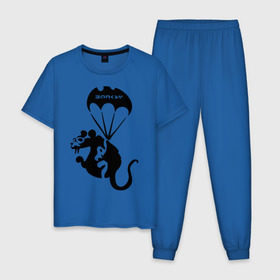 Мужская пижама хлопок с принтом Rat with parachute (Banksy) в Курске, 100% хлопок | брюки и футболка прямого кроя, без карманов, на брюках мягкая резинка на поясе и по низу штанин
 | бэнкси | граффити | грызун | животные | хомяк с парашютом