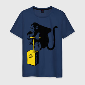 Мужская футболка хлопок с принтом TNT monkey (Banksy) в Курске, 100% хлопок | прямой крой, круглый вырез горловины, длина до линии бедер, слегка спущенное плечо. | бэнкси | граффити | животные | обезьяна