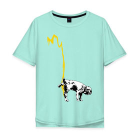 Мужская футболка хлопок Oversize с принтом Peeing dog (Banksy) в Курске, 100% хлопок | свободный крой, круглый ворот, “спинка” длиннее передней части | бульдог | бэнкси | граффити | собака