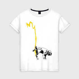 Женская футболка хлопок с принтом Peeing dog (Banksy) в Курске, 100% хлопок | прямой крой, круглый вырез горловины, длина до линии бедер, слегка спущенное плечо | бульдог | бэнкси | граффити | собака