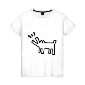 Женская футболка хлопок с принтом Собака (Banksy) в Курске, 100% хлопок | прямой крой, круглый вырез горловины, длина до линии бедер, слегка спущенное плечо | dog | бэнкси | граффити