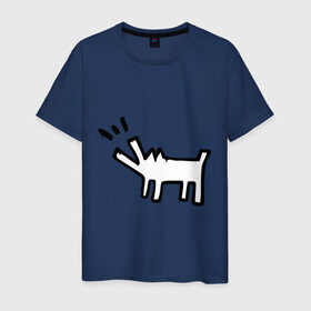 Мужская футболка хлопок с принтом Собака (Banksy) в Курске, 100% хлопок | прямой крой, круглый вырез горловины, длина до линии бедер, слегка спущенное плечо. | dog | бэнкси | граффити