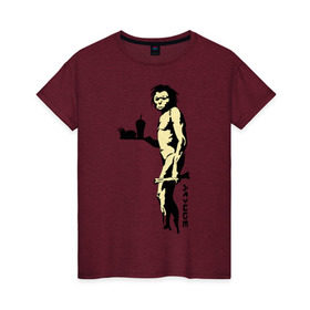 Женская футболка хлопок с принтом Древний человек Бэнкси в Курске, 100% хлопок | прямой крой, круглый вырез горловины, длина до линии бедер, слегка спущенное плечо | бэнкси | граффити | неандерталец | примат
