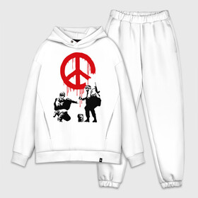 Мужской костюм хлопок OVERSIZE с принтом Peace Banksy в Курске,  |  | бэнкси | граффити | люди | мир | оружие