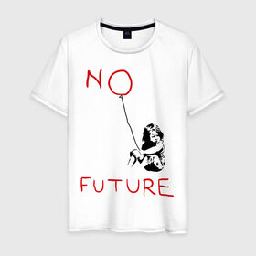 Мужская футболка хлопок с принтом No future Banksy в Курске, 100% хлопок | прямой крой, круглый вырез горловины, длина до линии бедер, слегка спущенное плечо. | banksy | бэнкси | графити | граффити | стрит арт