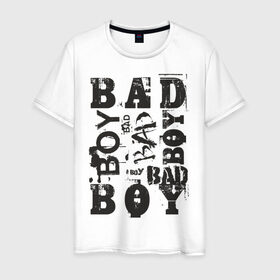 Мужская футболка хлопок с принтом Bad boy в Курске, 100% хлопок | прямой крой, круглый вырез горловины, длина до линии бедер, слегка спущенное плечо. | бэд бой