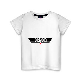 Детская футболка хлопок с принтом Top son в Курске, 100% хлопок | круглый вырез горловины, полуприлегающий силуэт, длина до линии бедер | брат | братишка | дети | старший