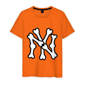 Мужская футболка хлопок с принтом NY Bones в Курске, 100% хлопок | прямой крой, круглый вырез горловины, длина до линии бедер, слегка спущенное плечо. | new era | new york yankees | swag | нью йорк янкис | сваг | свог | свэг