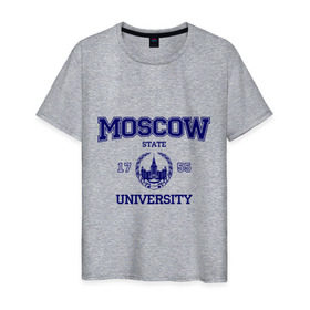 Мужская футболка хлопок с принтом MGU Moscow University в Курске, 100% хлопок | прямой крой, круглый вырез горловины, длина до линии бедер, слегка спущенное плечо. | вуз | институт | мгу | студенческие | университет