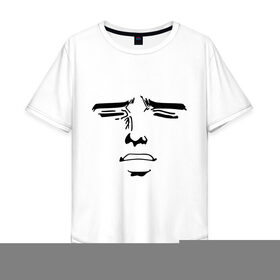 Мужская футболка хлопок Oversize с принтом Лицо в стиле аниме в Курске, 100% хлопок | свободный крой, круглый ворот, “спинка” длиннее передней части | anime | брови | глаза | нос | рот