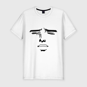 Мужская футболка премиум с принтом Лицо в стиле аниме в Курске, 92% хлопок, 8% лайкра | приталенный силуэт, круглый вырез ворота, длина до линии бедра, короткий рукав | anime | брови | глаза | нос | рот