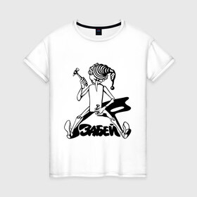 Женская футболка хлопок с принтом Zabey в Курске, 100% хлопок | прямой крой, круглый вырез горловины, длина до линии бедер, слегка спущенное плечо | буратино | забей