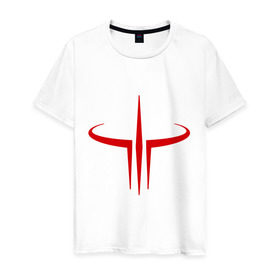 Мужская футболка хлопок с принтом Quake logo в Курске, 100% хлопок | прямой крой, круглый вырез горловины, длина до линии бедер, слегка спущенное плечо. | quake | игры | квейк | компьютерные игры