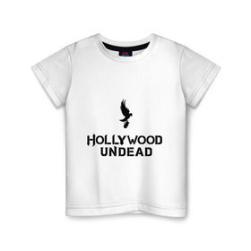 Детская футболка хлопок с принтом Hollywood Undead logo в Курске, 100% хлопок | круглый вырез горловины, полуприлегающий силуэт, длина до линии бедер | hollywood undead | hu | hu mask one color | undead | рок реп группа hollywood undead