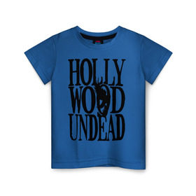 Детская футболка хлопок с принтом HollyWoodUndead в Курске, 100% хлопок | круглый вырез горловины, полуприлегающий силуэт, длина до линии бедер | hollywood undead | hu | hu mask one color | undead | птица с гранатой | рок реп группа hollywood undead