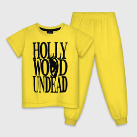 Детская пижама хлопок с принтом HollyWoodUndead в Курске, 100% хлопок |  брюки и футболка прямого кроя, без карманов, на брюках мягкая резинка на поясе и по низу штанин
 | hollywood undead | hu | hu mask one color | undead | птица с гранатой | рок реп группа hollywood undead